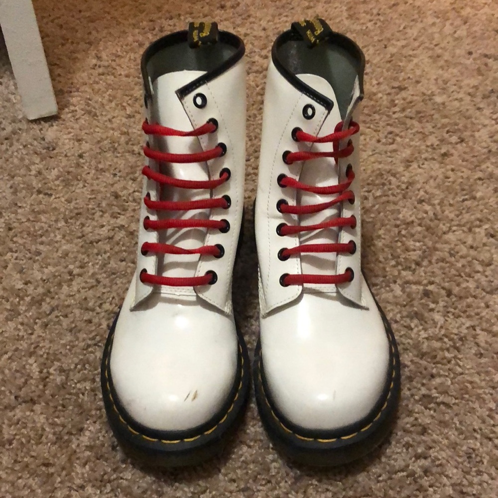White patent leather doc martens